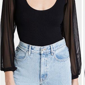 Free People Lost in Love Seamless Longsleeve Top with Sheer Sleeves (Size XS/S)